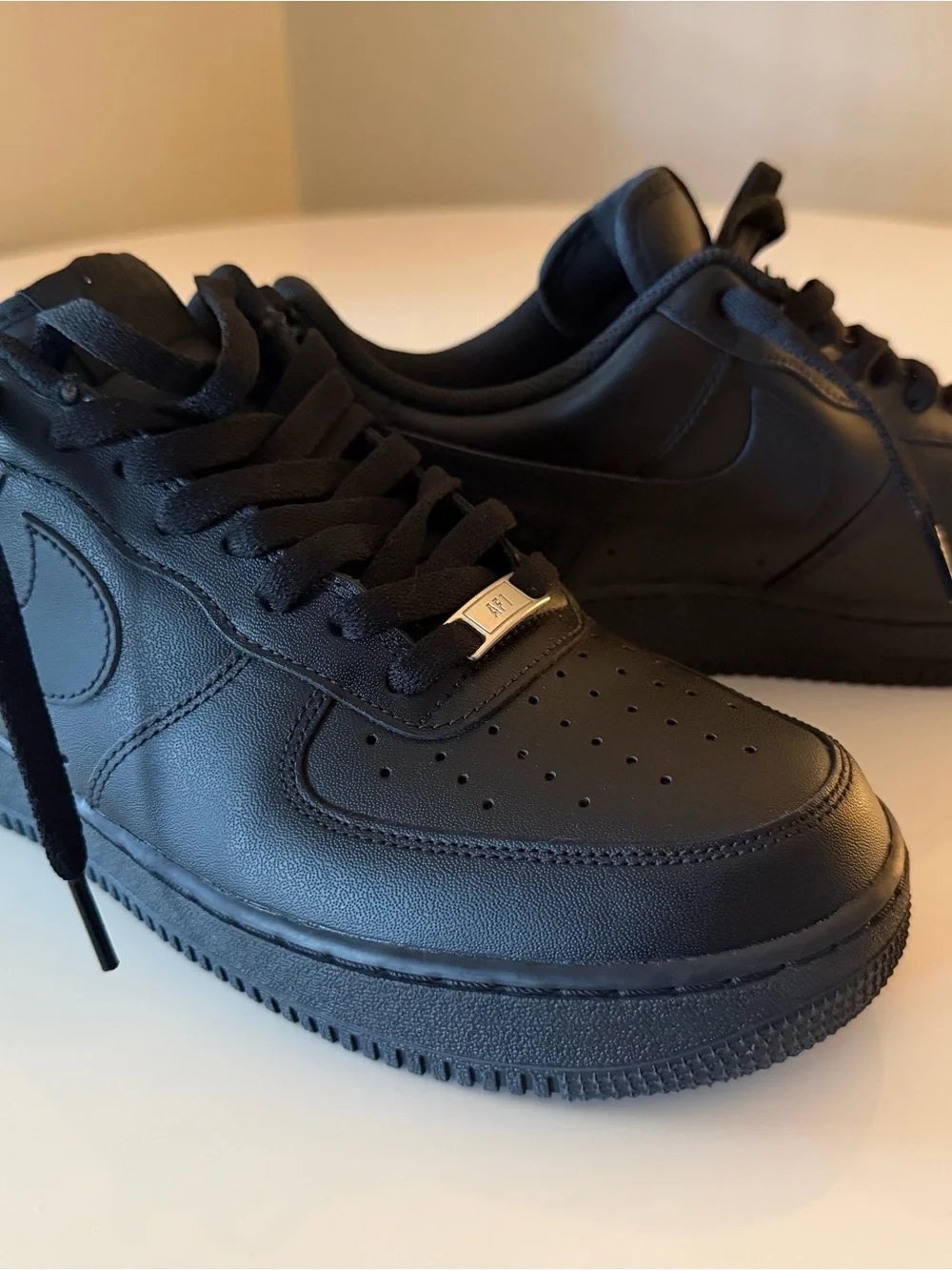 Nike Men's Air Force 1 ‘07 All-Black Low-Top Leather Sneakers